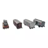 Conjunto de 4 vagones de mercancías ACME 45120 - HO 1/87 - FS - EP III