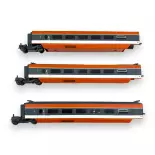 Set mit 3 Wagen TGV Sud-Est 1981 - Jouef HJ3015 - SNCF - HO 1/87 - EP IV - 2R