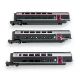 Set van 3 TGV Duplex Carmillon rijtuigen - Jouef HJ3017 - SNCF - HO 1/87 - EP VI- 2R