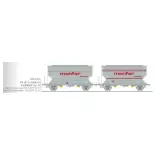 Set van 2 FAUVET-GIREL "MONFER" graanwagens - Ree Models WB892 - HO 1/87 - SNCF - Ep IV/V - 2R