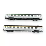 Set of 2 stainless steel DEV cars - Jouef HJ4176 - SNCF - EP IV - 2R