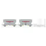 Set von 2 Getreidewaggons FAUVET-GIREL TRANSCEREALES "CTC" - Ree Modèles WB885 - HO 1/87 - SNCF - Ep IV/V - 2R