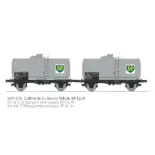 Set de 2 wagons citernes pétrole BP - Ree Modèles WB876 - HO 1/87 - SNCF - Ep III - 2R