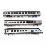 Set 3 voitures TER AURA Ls Models 41232AC - HO 1/87 - 3R - SNCF - EP VI