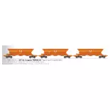 Set de 3 wagons trémies ex type 1 « COLAS RAIL » - Ree Modèles WBCOLAS1 - HO 1/87 - SNCF - Ep VI - 2R