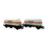 Coffret de 2 wagons citernes à gaz à 2 essieux Zgkk avec toit ouvrant, "REPSOL Butano" - Électrotren HE6066 - HO 1/87 - RENFE - Ep IV - 2R