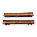 Set de 2 voitures voyageurs VSE A9u, livrée C1, logo encadré - LS Models 40350 - HO 1/87 - SNCF - Ep IV - 2R