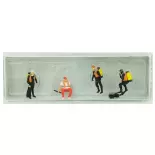 Lot de 4 personnages plongeurs Preiser 10693 - HO : 1/87