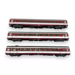 Set de 3 voitures voyageurs Grand Confort TEE "Le Capitole" A8u, A8tu, A3rtu - Jouef HJ4168 - HO 1/87 - SNCF - Ep IV - 2R