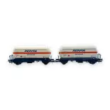 Set di 2 carri cisterna Zgkk a 2 assi con tetto apribile, "REPSOL Butano" - Electrotren HE6066 - HO 1/87 - RENFE - Ep IV - 2R