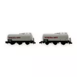 Set of 2 3-axle tank wagons "Petrole de l'Ouest" - Arnold HN6677 - SNCF - N 1/160 - EP IV - 2R