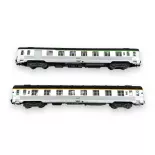 Set of 2 stainless steel DEV cars - Jouef HJ4176 - SNCF - EP IV - 2R