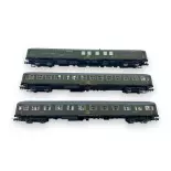 Set van 3 Expreso "Costa Brava" eenheden, RRR-8000 + BB (nieuwe carrosserie) + BBL, olijfgroene kleurstelling - Electrotren HE4020 - HO 1/87 - RENFE - Ep IV - 2R